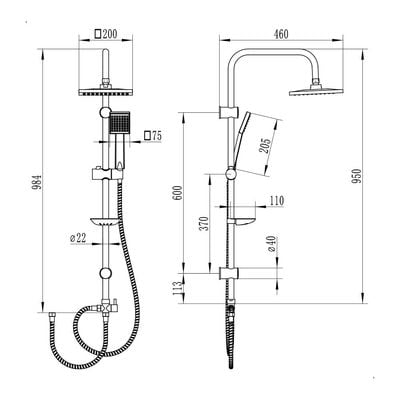 Milano Plus Fire Shower Column Set Chrome